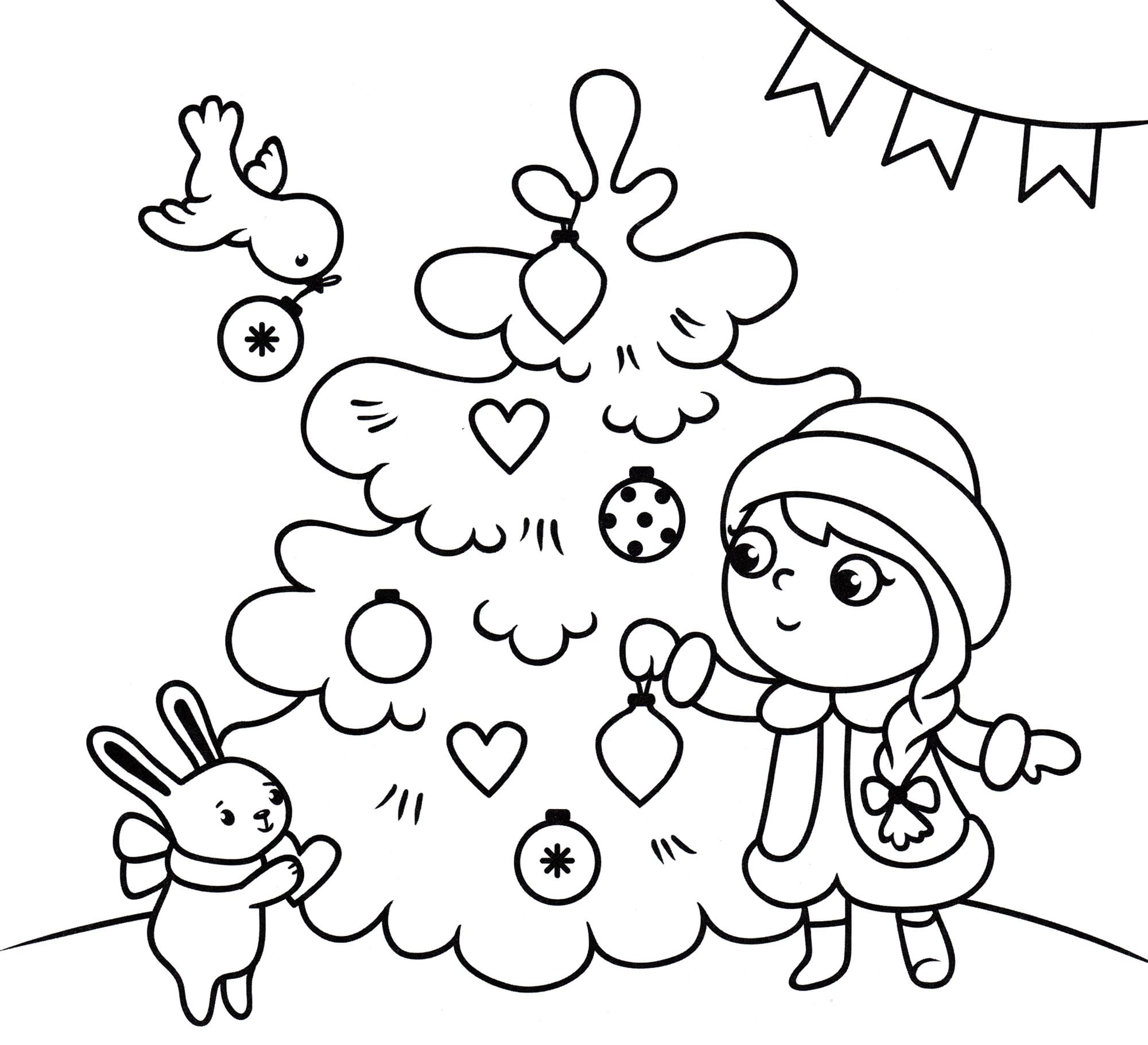 раскраска новогодняя елка картинка для детей