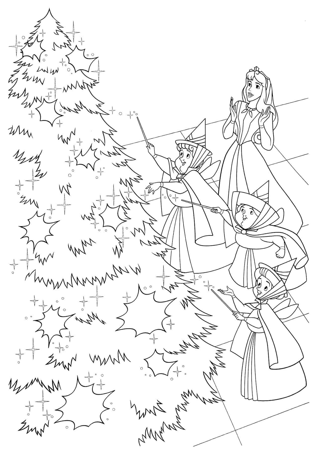 новогодняя елка картинка раскраска распечатать для детей 4