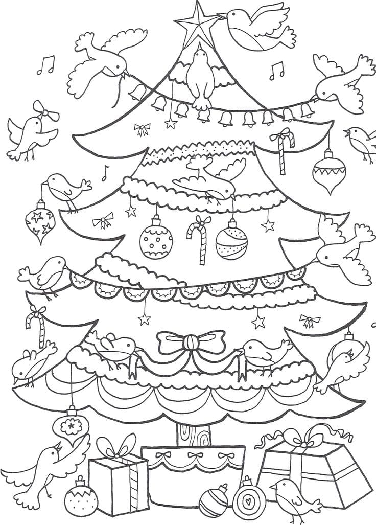 раскраска новогодняя елка картинки для детей 4