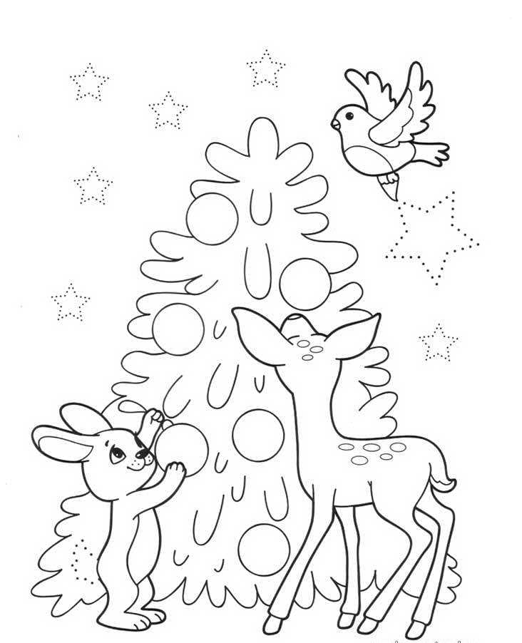 новогодняя елка картинка для детей раскраска распечатать 10