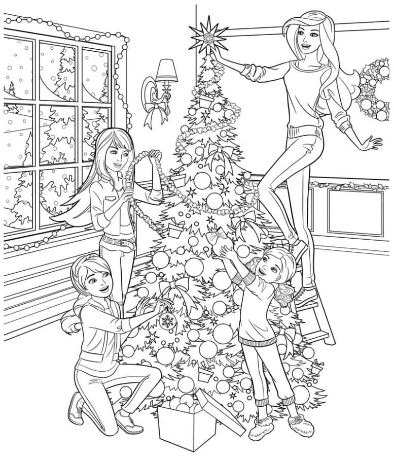 новогодняя елка картинка раскраска распечатать для детей 7