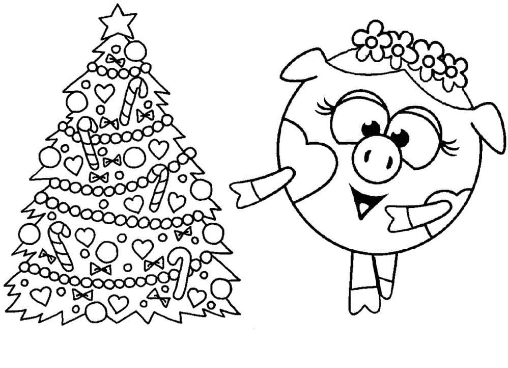 новогодняя елка картинка раскраска распечатать для детей 5