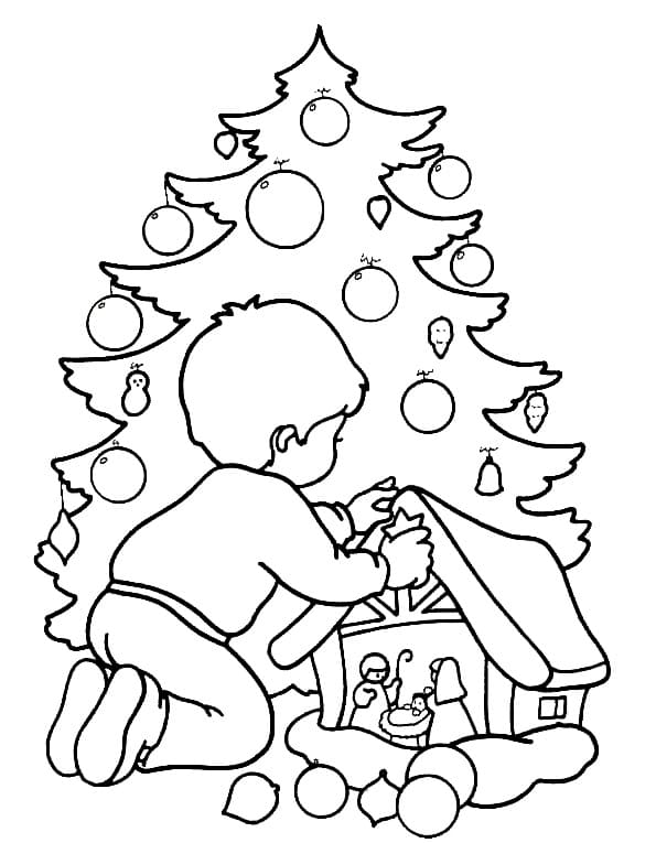 раскраска новогодняя елка картинка для детей 4