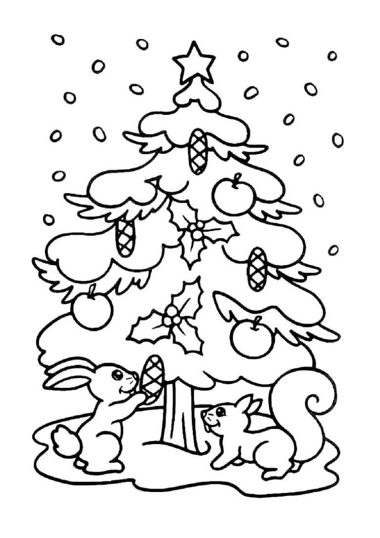 раскраска елка на Новый год 9