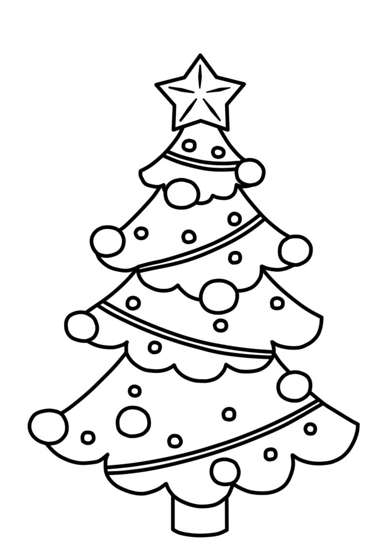 раскраска новогодняя елка с подарками для детей 6