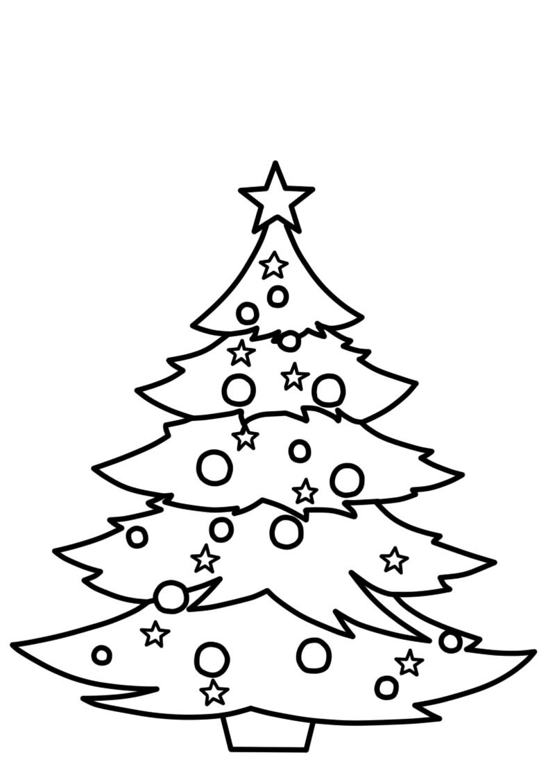 раскраска новогодняя елка с подарками для детей 2