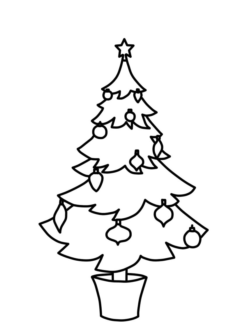 раскраска новогодняя елка с подарками для детей 4