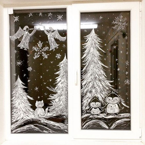 рисунки пастой на окне к Новому году поэтапно 9