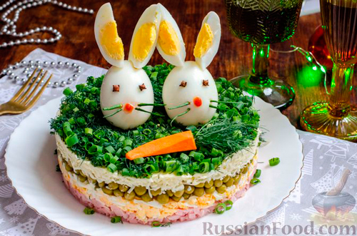 новогодний салат 2023 в виде кролика рецепт с фото пошагово 4
