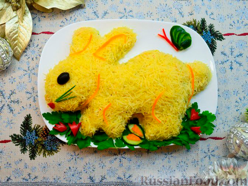 Салат в виде кролика рецепт с фото на Новый год 5