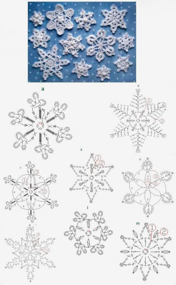 красивые вязаные снежинки крючком схемы и описание 8
