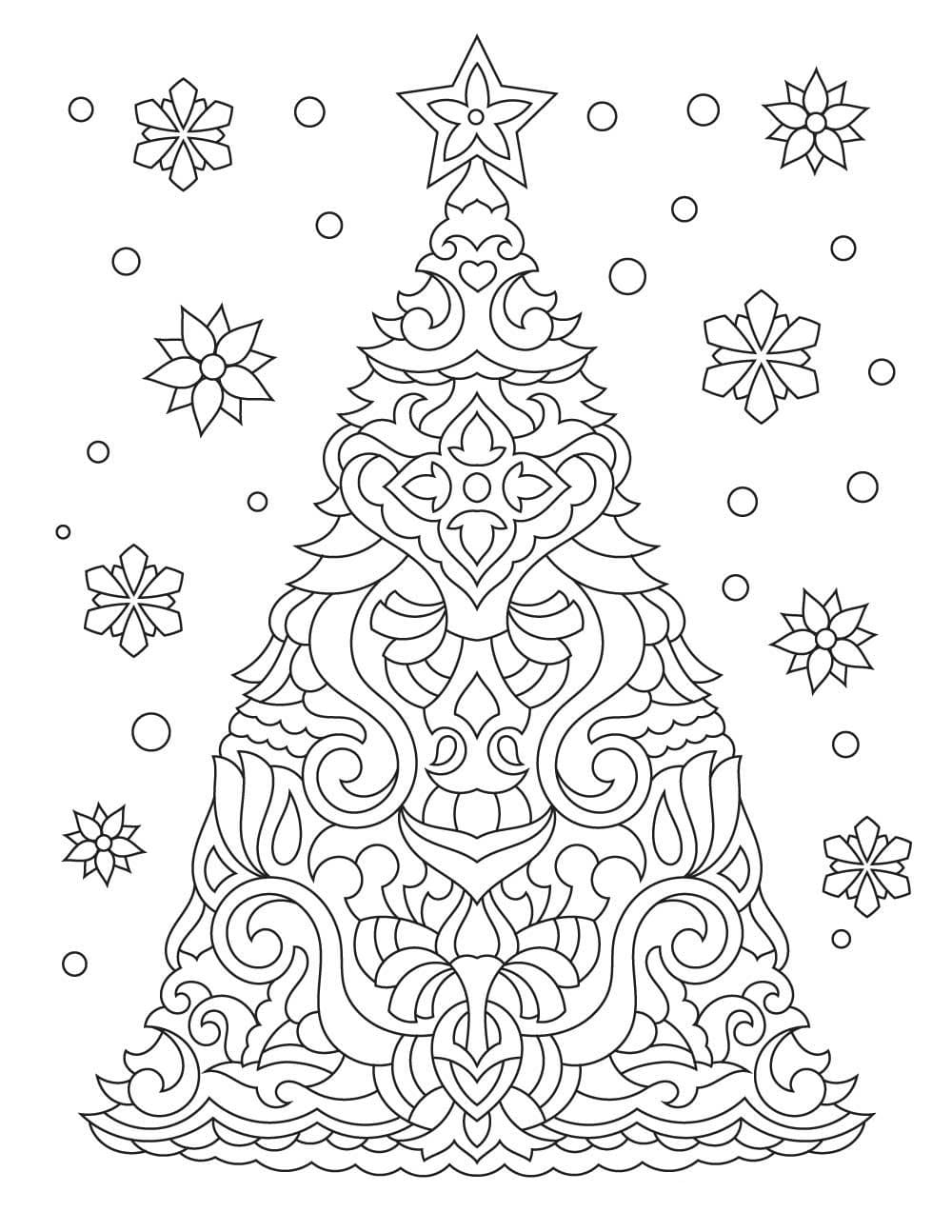 раскраска новогодняя елка с подарками 9