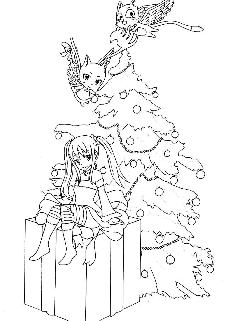 раскраска новогодняя елка с подарками 4