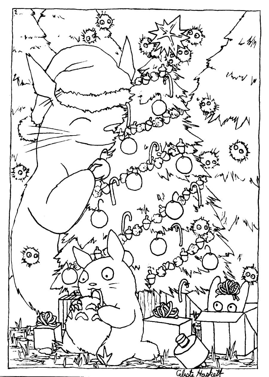 раскраска новогодняя елка с подарками 5