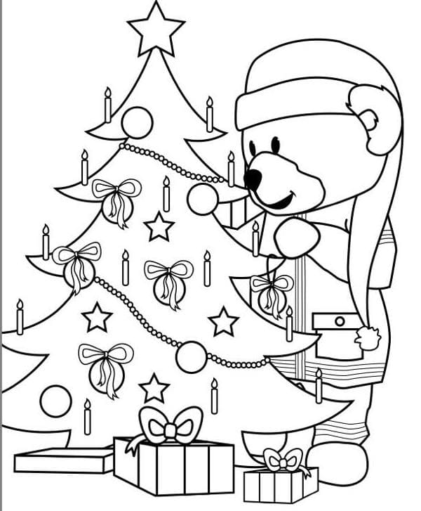 раскраска новогодняя елка картинка для детей распечатать бесплатно 3