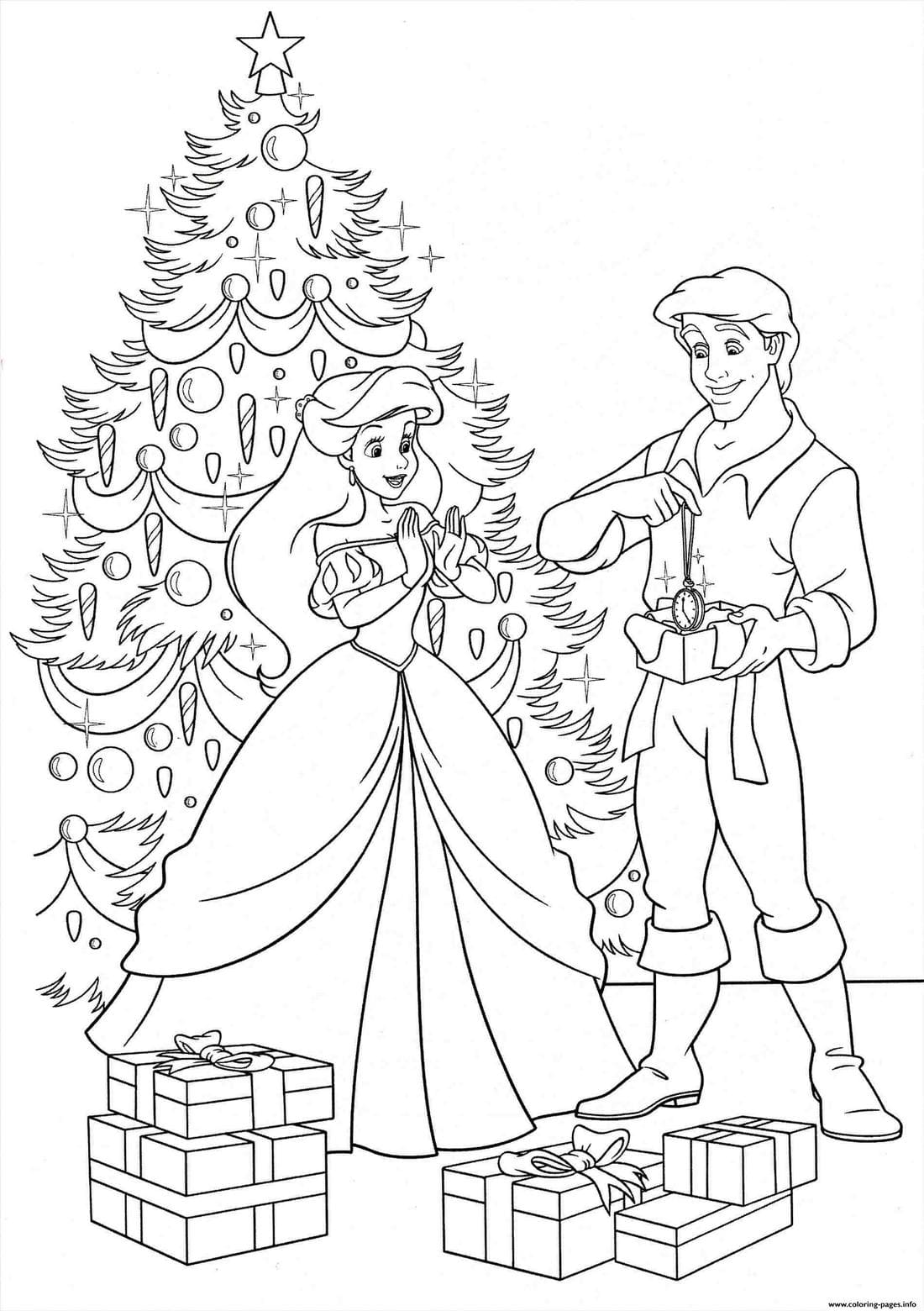 раскраска новогодняя елка с подарками 3