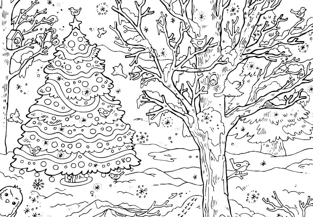 раскраска новогодняя елка картинка для детей распечатать бесплатно 4