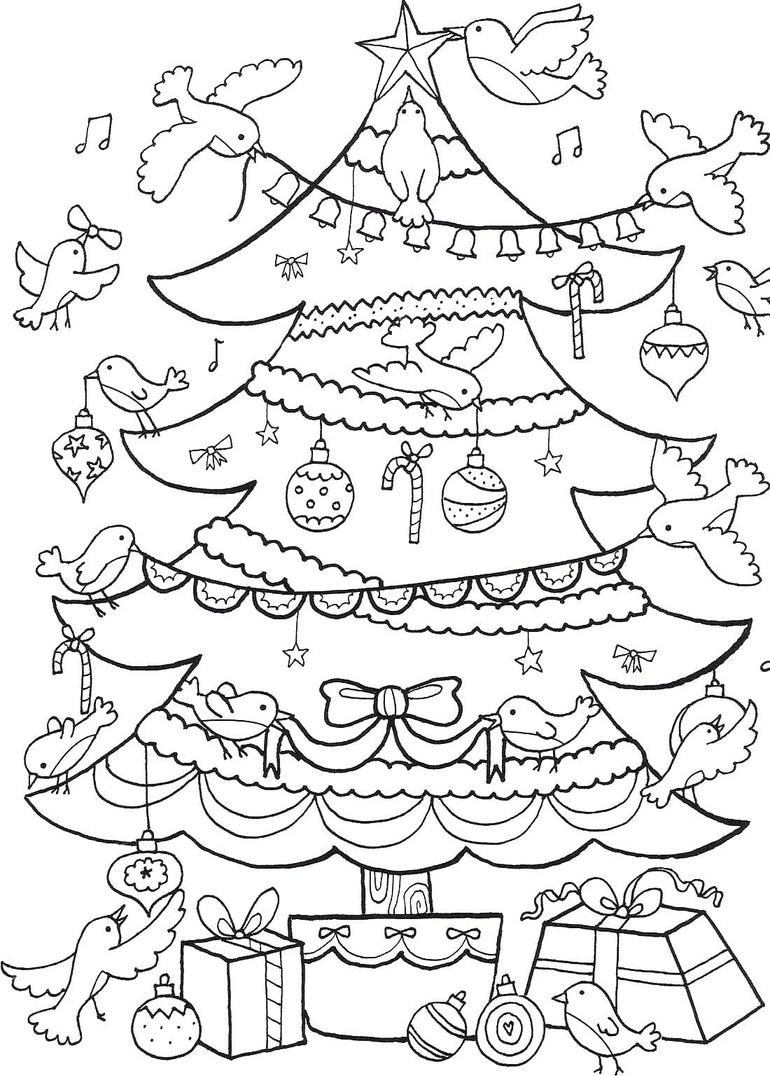 раскраска новогодняя елка картинка для детей распечатать бесплатно 10