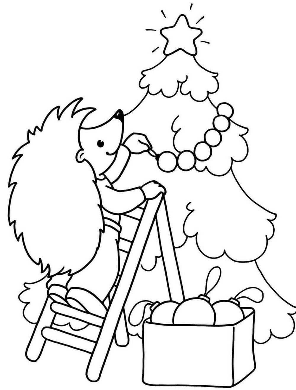 раскраска новогодняя елка картинка для детей распечатать бесплатно 6