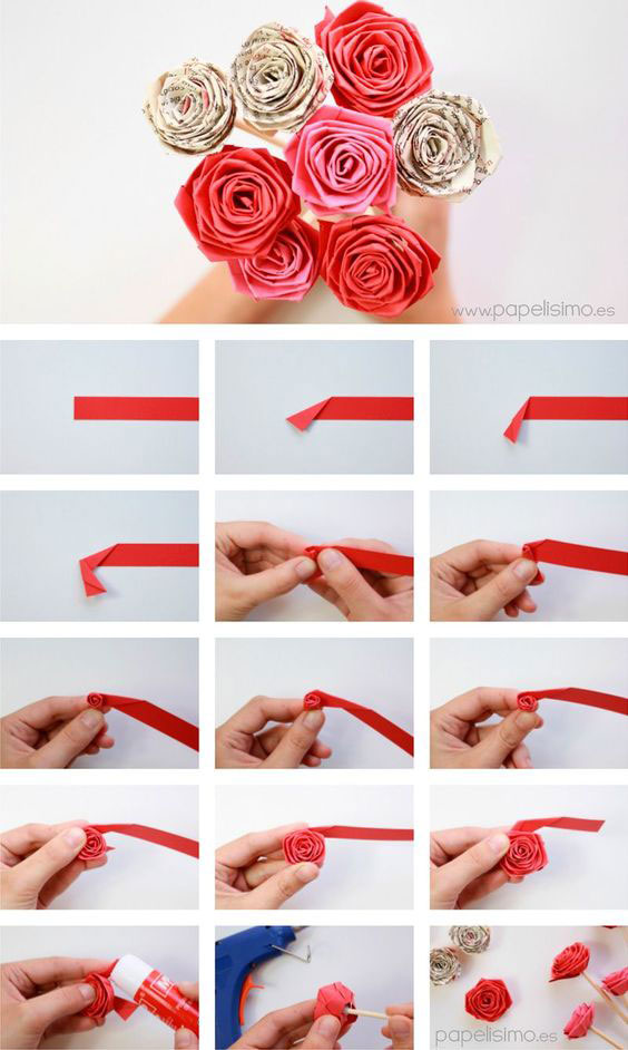 как сделать из гофрированной бумаги цветок розы 5