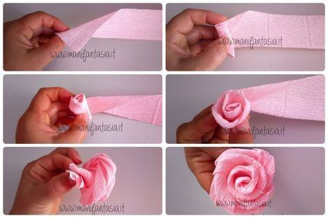 как сделать из гофрированной бумаги цветок розы 4
