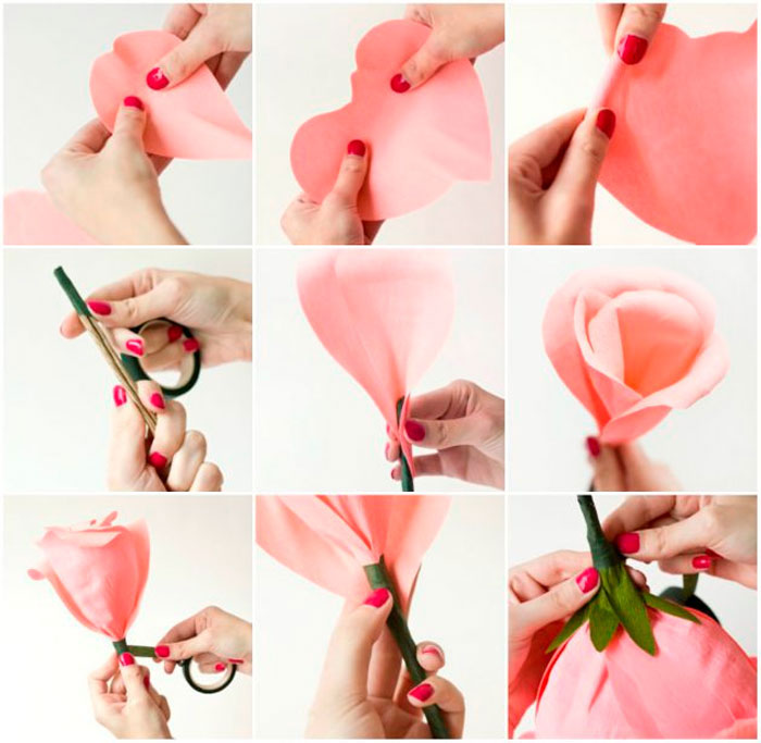 Как сделать из бумаги цветок розы 4