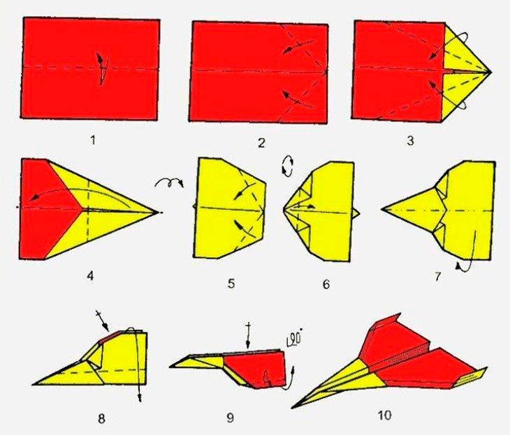 Оригами из бумаги для детей самолет схема