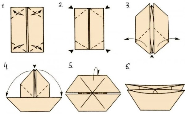 простая схема кораблика из бумаги для детей 2