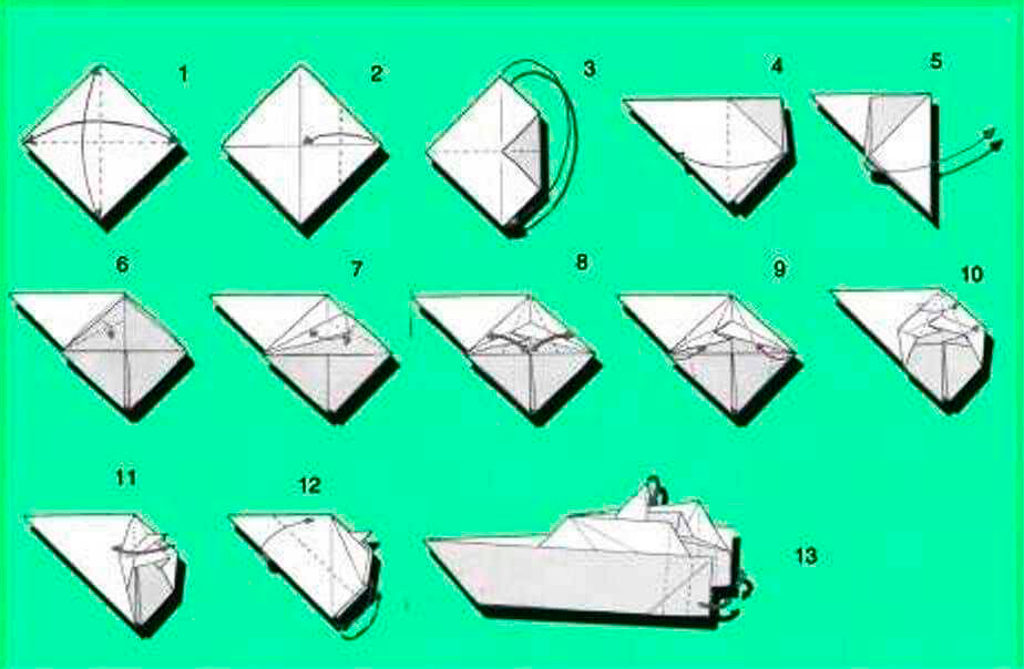 оригами кораблик из бумаги для детей простой пошагово 3