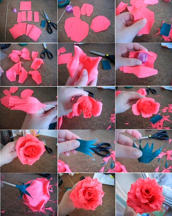 букет роз из гофрированной бумаги своими руками