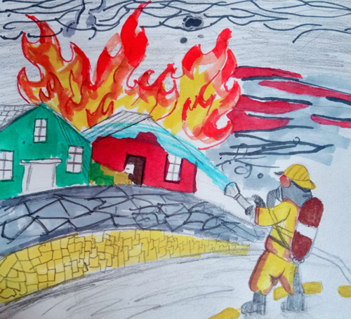 рисунки в садик на тему пожарная безопасность для детей дошкольного возраста 3