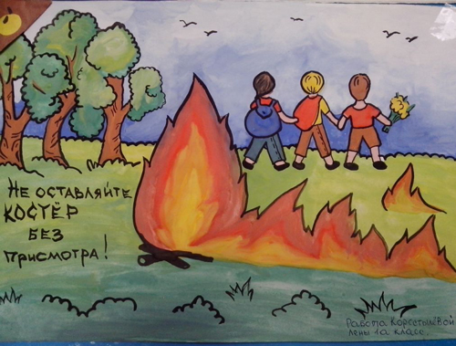 Рисунки в садик на тему «Пожарная безопасность» 3