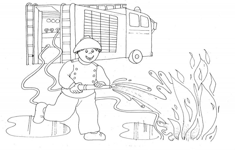 рисунки раскраски в садик на тему пожарная безопасность 5