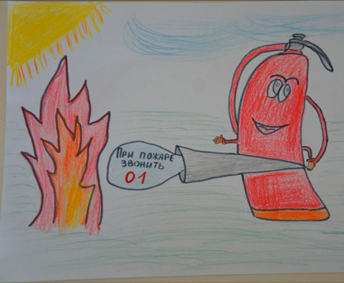 Рисунки в садик на тему «Пожарная безопасность» 9