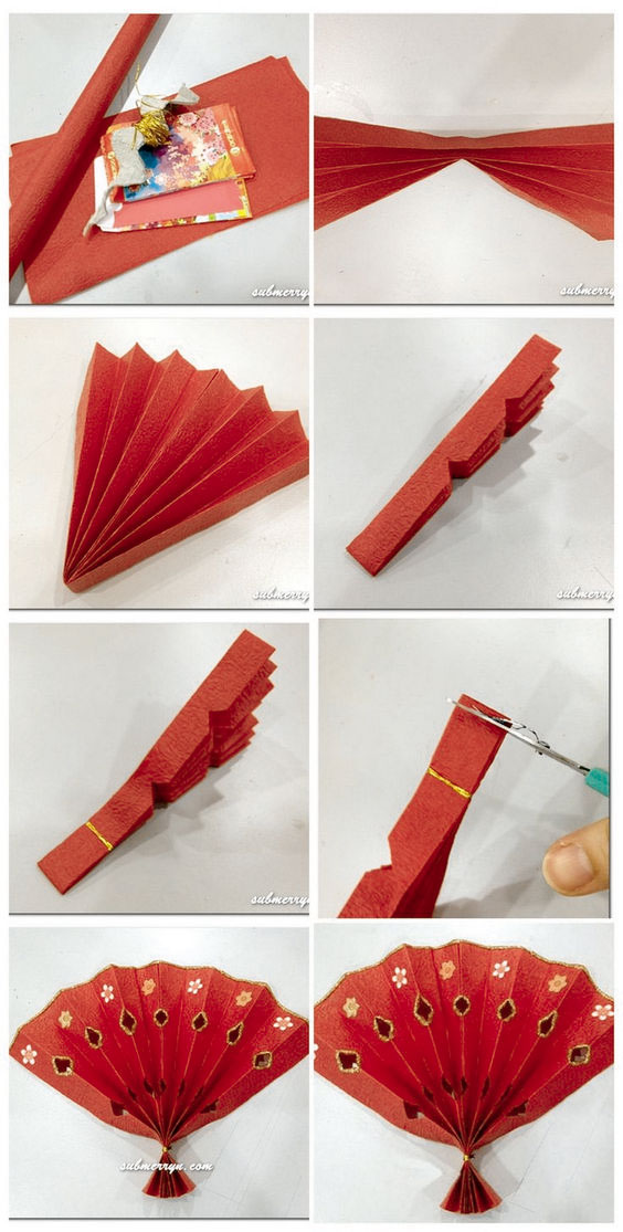 как сделать веер из бумаги своими руками в японском стиле из бумаги и картона 5