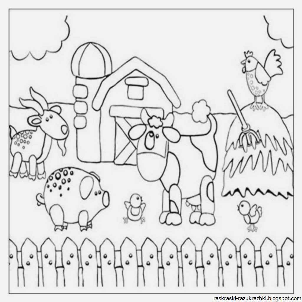 Раскраска «Деревня» для детей 5