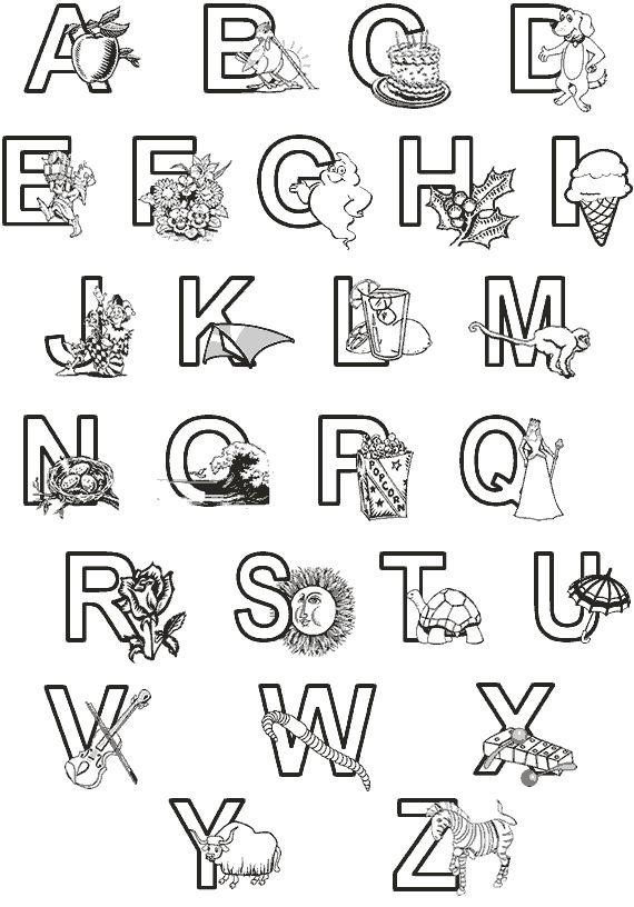 Раскраска «Английский алфавит» для детей 2