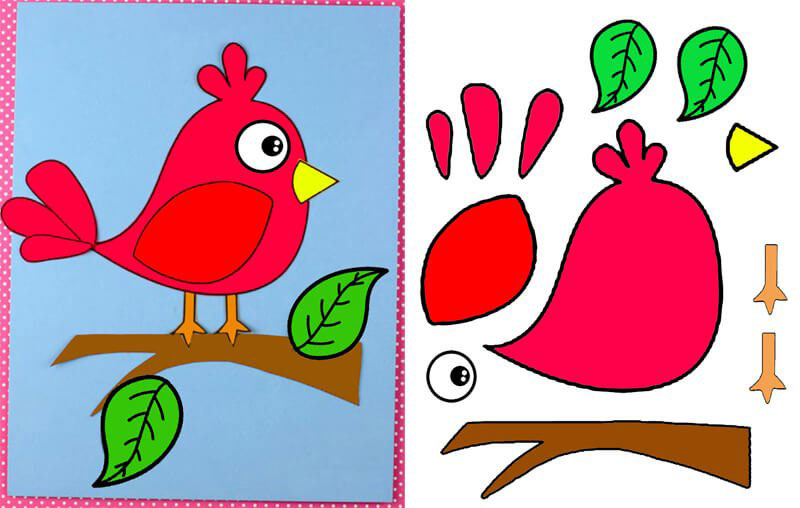 аппликация птичка из бумаги для детей 10