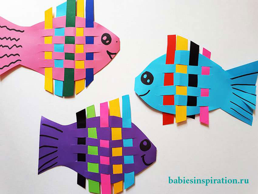Аппликация рыбка из цветной бумаги 10