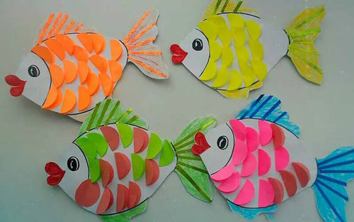 Аппликация рыбка из цветной бумаги 2