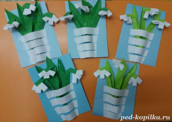 аппликация из бумаги весенние цветы в начальной школе 4
