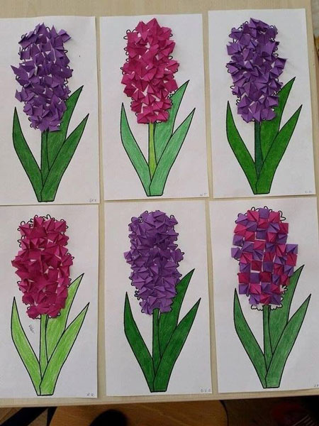 аппликация из бумаги весенние цветы в начальной школе шаблоны