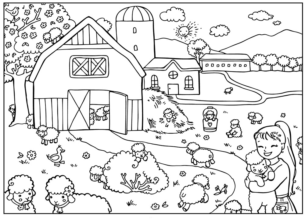 Раскраска «Деревня» для детей 8