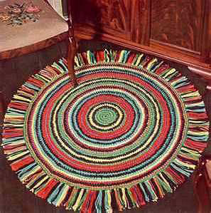 вязание крючком круглого коврика из трикотажной пряжи