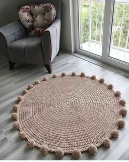 вязание крючком круглого коврика из пряжи