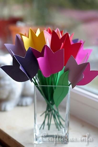 как сделать букет цветов из цветной бумаги легко 6