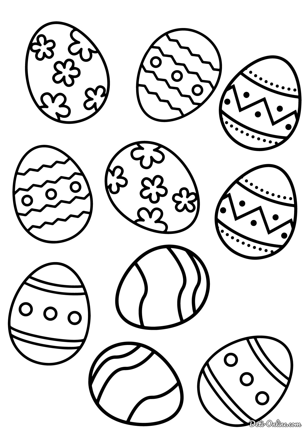 раскраски яйца на Пасху для детей 9