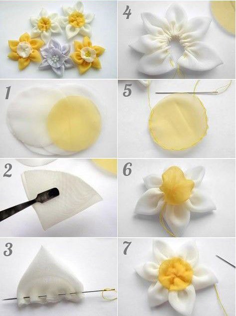 поделки цветы из ткани для украшения 10