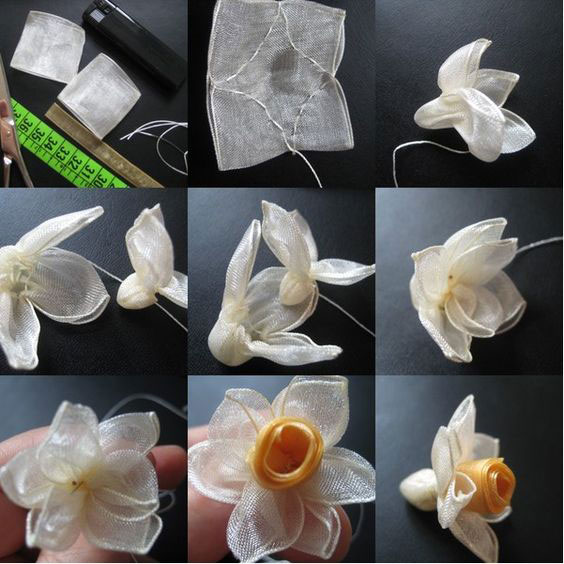 поделки цветы из ткани для детей