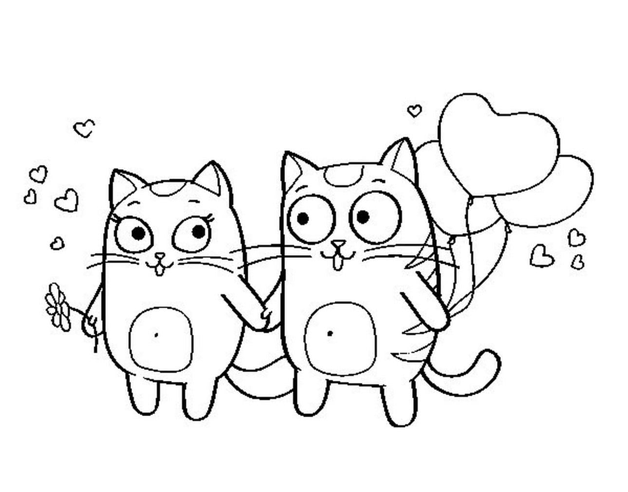 маленькие раскраски котики милые кавайные рисунки 7